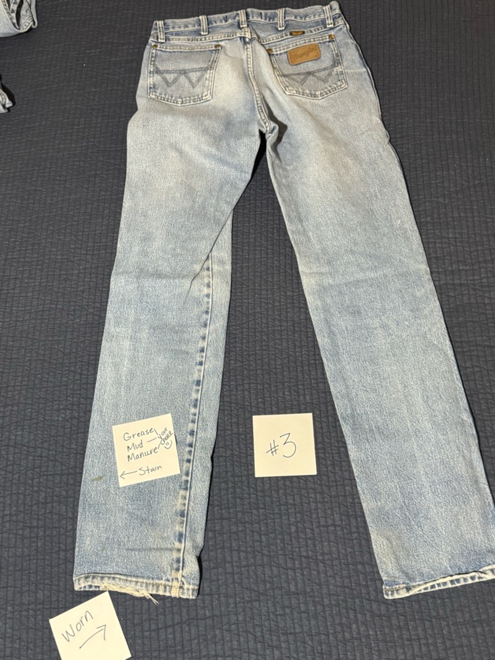 Wrangler George Strait work/farm/ranch jeans. Distressed (No. 3) size 32x36.